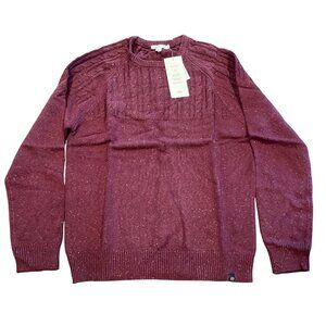 NWT Threads 4 Thought Men's Sweater Sz M Burgundy Crewneck Cable Knit Stitch Fix